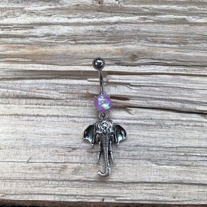 Purple Opal Elephant Belly Button‎ Ring